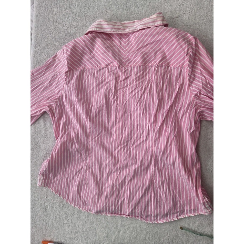 Tommy Hilfiger Womens Pink White Striped Button Down Shirt Size 20 Collared - Picture 9 of 10